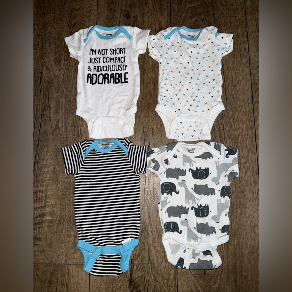 Assorted Baby Bodysuits Set - Blue, White, Black